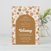 Retro groovy stoffig sinaasappel ivoor bruin najaa kaart (Staand voorkant)