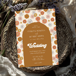 Retro groovy stoffig sinaasappel ivoor bruin najaa kaart