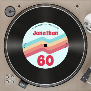 Retro Groovy Stripes 60e verjaardag muziekplaat Kaart