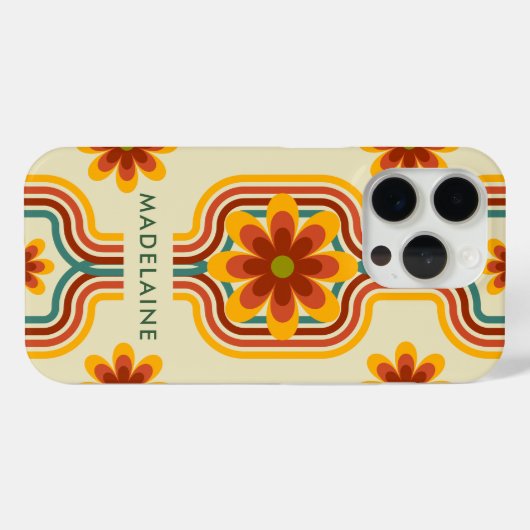 Retro Groovy Stripes Cool Daisy Case-Mate iPhone Case (Achterkant (horizontaal))