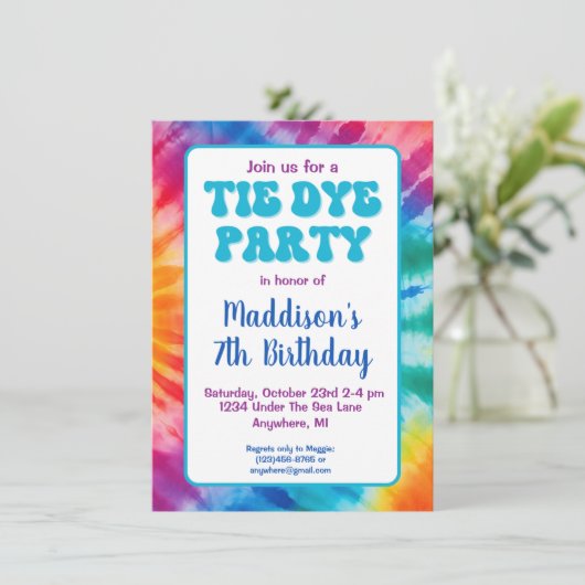 Retro Groovy Stropdas Die Verjaardag Kaart (Staand voorkant)