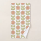 Retro Groovy Summer Flowers Stems Bad Handdoek (Handdoek)