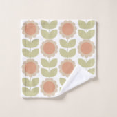 Retro Groovy Summer Flowers Stems Bad Handdoek (Wasdoekje)