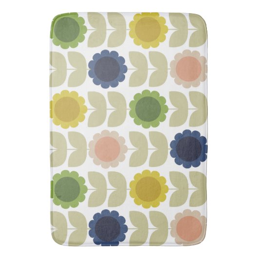 Retro Groovy Summer Flowers Stems Badmat (Voorkant Verticaal)