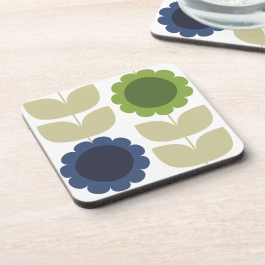 Retro Groovy Summer Flowers Stems Bier Onderzetter (Linkerzijde)