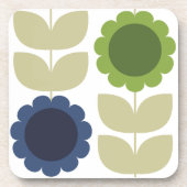 Retro Groovy Summer Flowers Stems Bier Onderzetter (Voorkant)