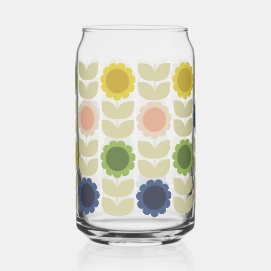 Retro Groovy Summer Flowers Stems Blikvorm Glas (Rechts)