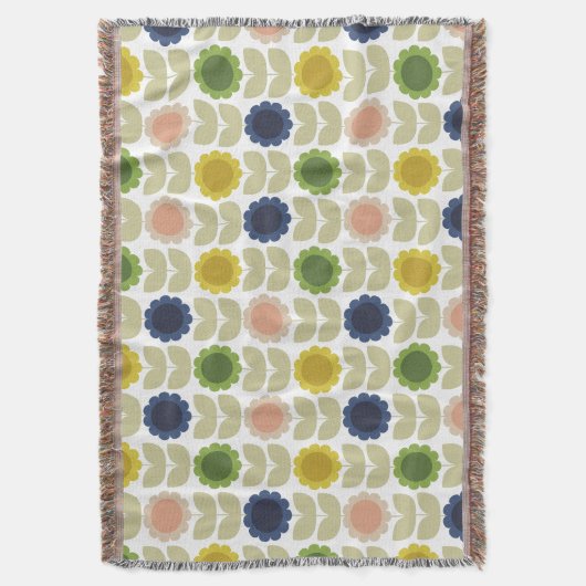 Retro Groovy Summer Flowers Stems Deken (Voorkant Verticaal)