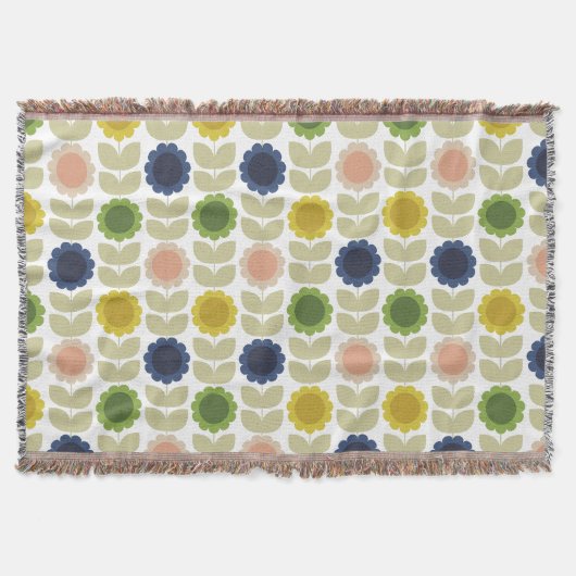 Retro Groovy Summer Flowers Stems Deken (Voorkant)