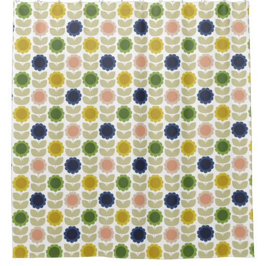 Retro Groovy Summer Flowers Stems Douchegordijn (Voorkant)