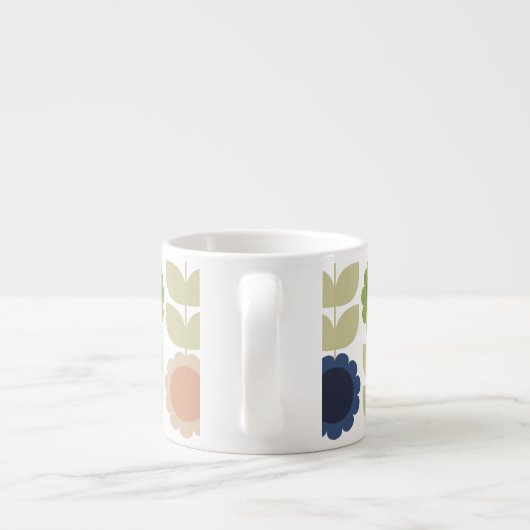 Retro Groovy Summer Flowers Stems Espresso Kop (Achterkant)