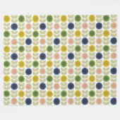 Retro Groovy Summer Flowers Stems Fleece Deken (Voorkant (Horizontaal))