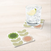 Retro Groovy Summer Flowers Stems Kartonnen Onderzetters (Insitu)