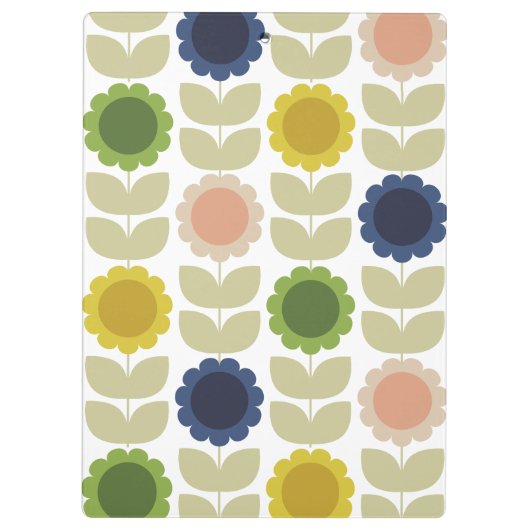 Retro Groovy Summer Flowers Stems Klembord (Achterkant)