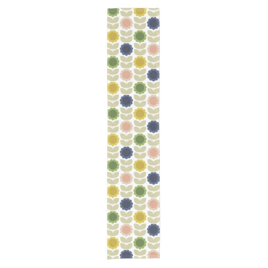 Retro Groovy Summer Flowers Stems Korte Tafelloper (Voorkant)