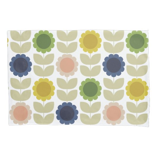 Retro Groovy Summer Flowers Stems Kussensloop (Voorkant-Links)