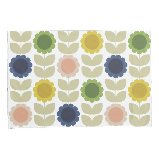 Retro Groovy Summer Flowers Stems Kussensloop (Voorkant-Rechts)