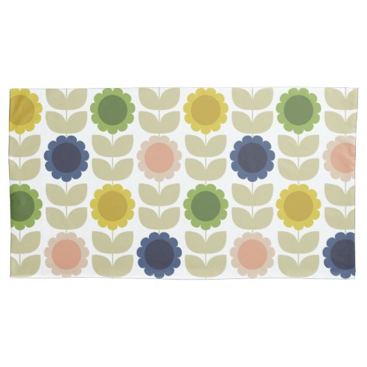 Retro Groovy Summer Flowers Stems Kussensloop (Voorkant-Links)