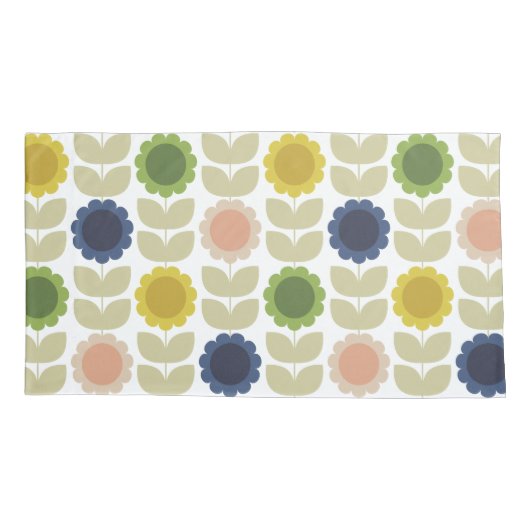 Retro Groovy Summer Flowers Stems Kussensloop (Achterkant-Links)