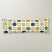 Retro Groovy Summer Flowers Stems Lichaamskussen (Achterkant)