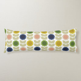 Retro Groovy Summer Flowers Stems Lichaamskussen