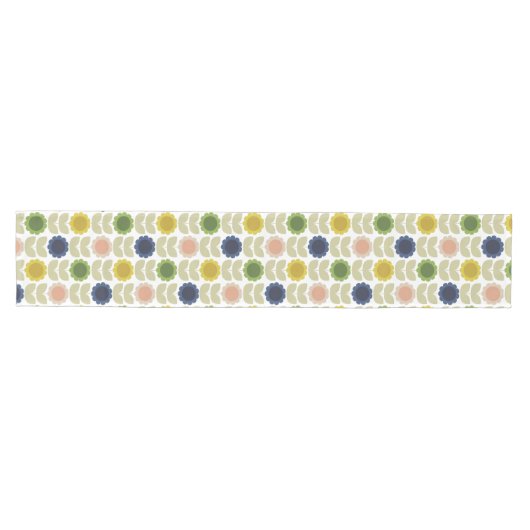 Retro Groovy Summer Flowers Stems Medium Tafelloper (Horizontaal)