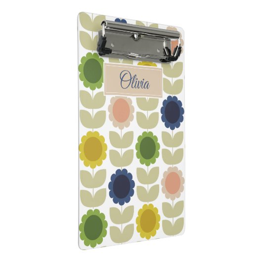 Retro Groovy Summer Flowers Stems Mini Klembord (Schuin)