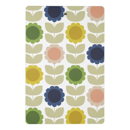 Retro Groovy Summer Flowers Stems Mini Klembord (Achterkant)