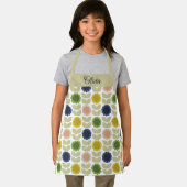 Retro Groovy Summer Flowers Stems Schort (Insitu)