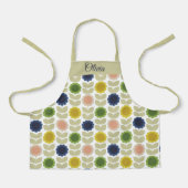 Retro Groovy Summer Flowers Stems Schort (Voorkant)