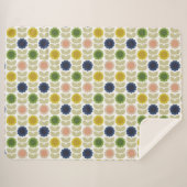 Retro Groovy Summer Flowers Stems Sherpa Deken (Voorkant (horizontaal))