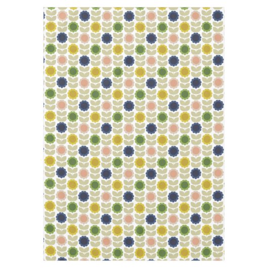 Retro Groovy Summer Flowers Stems Tafelkleed (Voorkant)