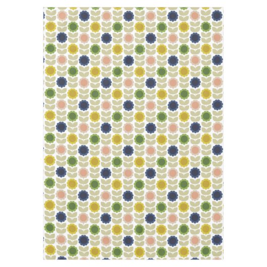 Retro Groovy Summer Flowers Stems Tafelkleed (Voorkant)