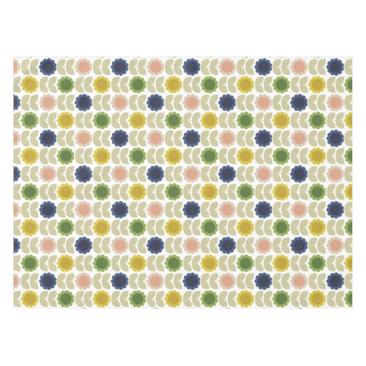 Retro Groovy Summer Flowers Stems Tafelkleed (Voorkant (Horizontaal))
