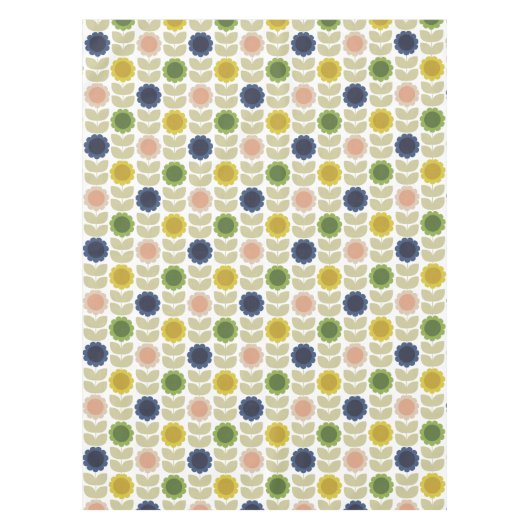 Retro Groovy Summer Flowers Stems Tafelkleed (Voorkant)