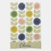 Retro Groovy Summer Flowers Stems Theedoek (Verticaal)