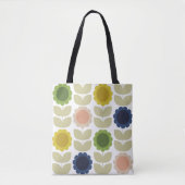 Retro Groovy Summer Flowers Stems Tote Bag (Voorkant)