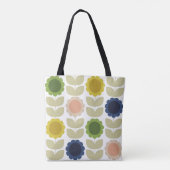 Retro Groovy Summer Flowers Stems Tote Bag (Achterkant)