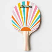 Retro Groovy Sun Aangepaste naam Tafeltennisbatje (Voorkant)