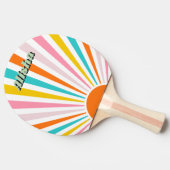 Retro Groovy Sun Aangepaste naam Tafeltennisbatje (Zijkant)