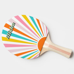 Retro Groovy Sun Aangepaste naam Tafeltennisbatje