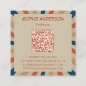 Retro Groovy Sunburst Vierkant QR Code Vierkant Vierkante Visitekaartje (Achterkant)