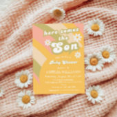 Retro Groovy Sunshine Baby shower Boy Kaart