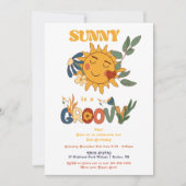 Retro Groovy Sunshine Bloemkracht Verjaardagsfeest Kaart (Voorkant)