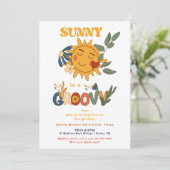 Retro Groovy Sunshine Bloemkracht Verjaardagsfeest Kaart (Staand voorkant)