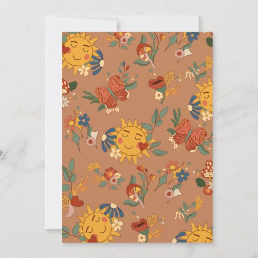 Retro Groovy Sunshine Bloemkracht Verjaardagsfeest Kaart (Achterkant)