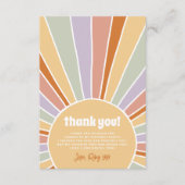 Retro Groovy Sunshine Meisje Verjaardagsfeest Bedankkaart (Voorkant)