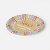 Retro Groovy Sunshine Meisje Verjaardagsfeest Papieren Bordje (Gekanteld)