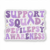 Retro Groovy Support Squad - Paarse epilepsie bewu Sticker (Voorkant)