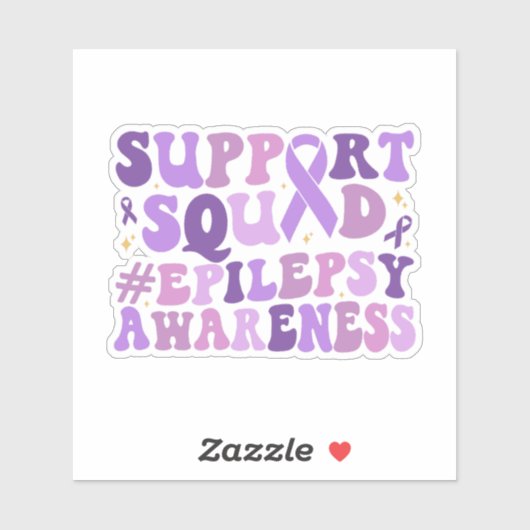 Retro Groovy Support Squad - Paarse epilepsie bewu Sticker (Vel)